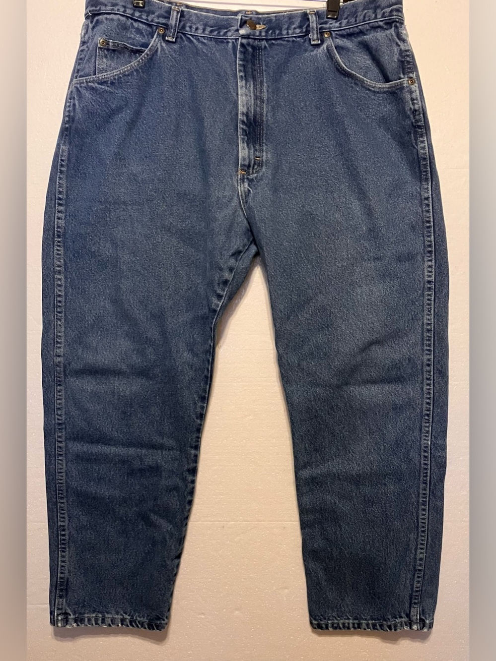 Classic Wrangler Men's Blue Denim Jeans - 38x27 Timeless Straight Fit